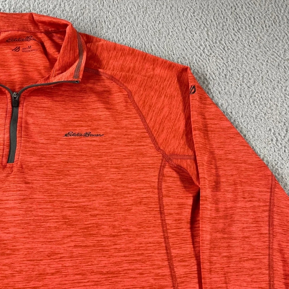 Eddie Bauer‎ Men's 1/4 Zip Pullover Sweatshirt Polyester Orange Medium FreeDry